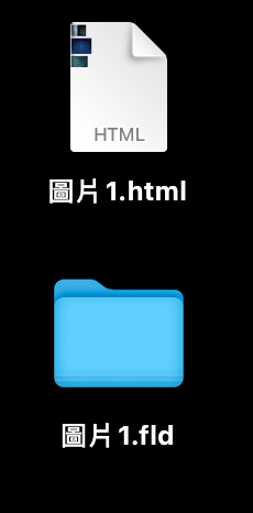 預設會產生一個網頁檔xxx.html 及一個資料夾xxx.fld